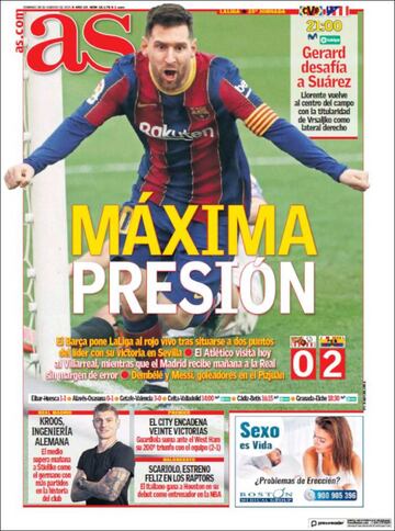 "Máxima presión"... las portadas deportivas de hoy