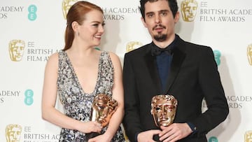 Emma Stone y Damien Chazelle pusieron rostro a la victoria de La La Land en los Bafta.