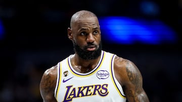 Apr 5, 2026; Dallas, Texas, USA; Los Angeles Lakers forward LeBron James (23) looks on during the game against the Dallas Mavericks at American Airlines Center. Mandatory Credit: Kevin Jairaj-Imagn Images