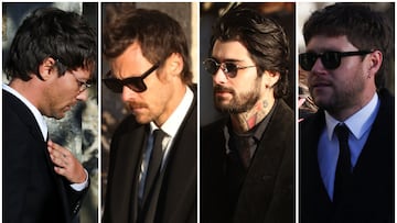 Los miembros de One Direction, Harry Styles, Zayn Malik, Niall Horan y Louis Tomlimson asisten al funeral de Liam Payne. Simón Cowell también estuvo presente.