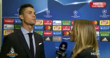 Cristiano speaks to Susana Guash after the Dortmund game