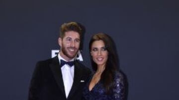 Sergio Ramos y Pilar Rubio en la alfombra roja de la Gala de la FIFA.