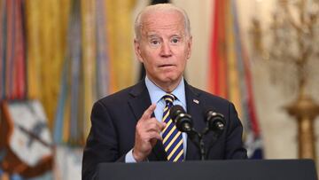 El presidente de los Estados Unidos, Joe Biden, habla sobre la situaci&oacute;n en Afganist&aacute;n desde el East Room de la Casa Blanca en Washington, DC, el 8 de julio de 2021. 