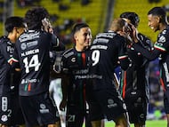 Joao Geraldino celebrates his goal 0-2 of San Luis during the 2nd round match between America and Atletico de San Luis as part of the Liga BBVA MX, Torneo Clausura 2026 at Ciudad de los Deportes Stadium, on January 14, 2026 in Mexico City, Mexico.