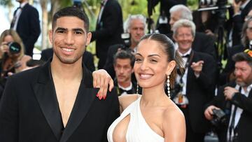 CANNES, FRANCE - MAY 24: Achraf Hakimi and Hiba Abouk attend the 75th Anniversary celebration screening of "The Innocent (L'Innocent)" during the 75th annual Cannes film festival at Palais des Festivals on May 24, 2022 in Cannes, France. (Photo by Pascal Le Segretain/Getty Images)
