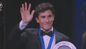 Marc Márquez durante la gala de premios de la FIM, que le reconoce como campeón de MotoGP.