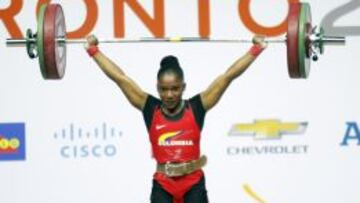 Lina Rivas consigue el oro en halterofilia 58kg femenina en los Panamericanos de Toronto 2015.