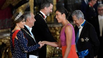 Garbi&ntilde;e Muguruza, de gala para la recepci&oacute;n en el Palacio Real