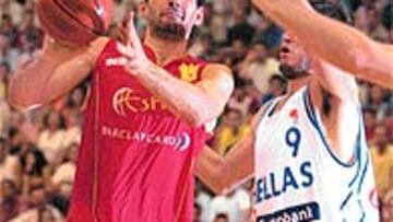 <b>OTRA PIEZA CLAVE.</B> Garbajosa fue otro de los jugadores fundamentales en el triunfo español.