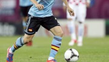 <b>EL DESEADO. </b>Silva circula la pelota en un momento del partido de ayer frente a Croacia.