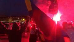 El eufórico festejo de los hinchas del Levante tras vencer al Madrid