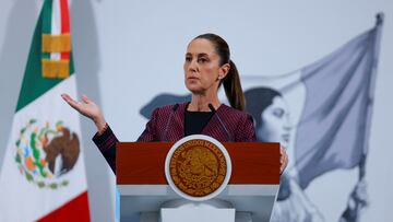 Mexico's President Claudia Sheinbaum addresses the media at the National Palace, in Mexico City, Mexico June 11, 2025. REUTERS/Raquel Cunha