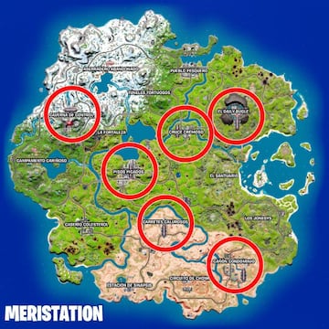 Ubicaciones en las que encontraremos Dirigibles de la OI durante la Semana 1 de la Temporada 2 de Fortnite