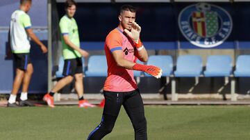 Rubén Yáñez, en un entrenamiento del Getafe en octubre de 2021.