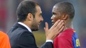 <b>¿SEPARACIÓN?</b> La Liga de Campeones podría haber sido el último título que ha ganado Etoo con el Barcelona.