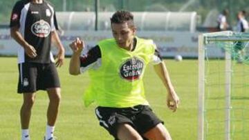 <b>Rubén Castro</b>, durante un entrenamiento con el Deportivo.