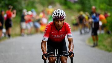 SERRE CHEVALIER, FRANCE - JULY 13: Nairo Alexander Quintana Rojas of Colombia and Team Arkéa - Samsic competes in the chase group during the 109th Tour de France 2022, Stage 11 a 151,7km stage from Albertville to Col de Granon - Serre Chevalier 2404m / #TDF2022 / #WorldTour / on July 13, 2022 in Col de Granon-Serre Chevalier, France. (Photo by Tim de Waele/Getty Images)