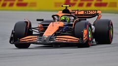 McLaren's British driver Lando Norris competes in the qualification session at the Circuit de Catalunya on June 22, 2024 in Montmelo, on the outskirts of Barcelona, during the Spanish Formula One Grand Prix. (Photo by MANAURE QUINTERO / AFP)