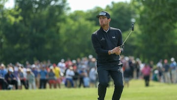 TULSA, OKLAHOMA - MAY 22: Mito Pereira of Chile reacts on the 14th green during the final round of the 2022 PGA Championship at Southern Hills Country Club on May 22, 2022 in Tulsa, Oklahoma. (Photo by Christian Petersen/Getty Images)