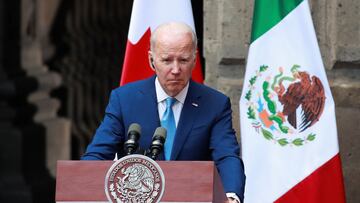 U.S. President Joe Biden attends a joint news conference with Mexican President Andres Manuel Lopez Obrador and Canadian Prime Minister Justin Trudeau, at the conclusion of the North American Leaders' Summit in Mexico City, Mexico, January 10, 2023.  REUTERS/Henry Romero