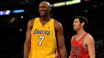 Lamar Odom durante un partido con Los &Aacute;ngeles Lakers.