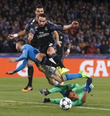 Rough and tumble in the Real Madrid box.