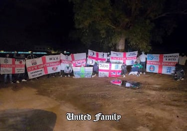Betis ultras pose with stolen England flags