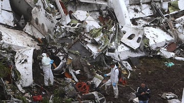 Los restos del avión del Chapecoense.