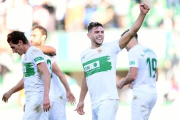 Lucas Boyé celebra su último gol con el Elche, ante el Villarreal.