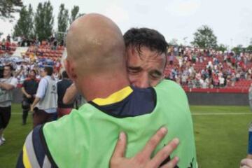 Los jugadores del Zaragoza celebran la victoria de su equipo.