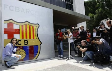 Martín Cáceres, en su presentación con el Barcelona.