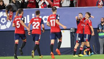 Moi Gómez celebra un gol.