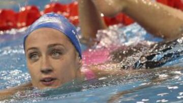 GRANDIOSA. Mireia Belmonte, ayer, saliendo de la piscina de Doha.