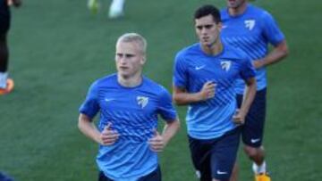 Pawlowski, jugador del M&aacute;laga, durante un entrenamiento.