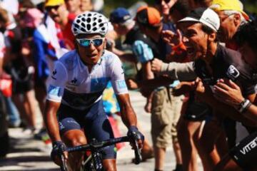 MODANE VALFREJUS, FRANCE - JULY 25:  Nairo Quintana of Colombia and Movistar Team attacks on the Alpe d'Huez during the twentieth stage of the 2015 Tour de France, a 110.5 km stage between Modane Valfrejus and L'Alpe d'Huez on July 25, 2015 in Modane Valfrejus, France.  (Photo by Bryn Lennon/Getty Images)
