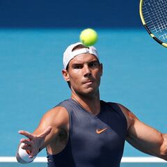 Rafa Nadal y Jaume Munar se entrenan en la Rod Laver Arena