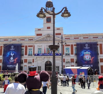 UEFA Champions League display in Madrid on May 29, 2019 ahead of the final football match between Liverpool and Tottenham Hotspur on June 1.