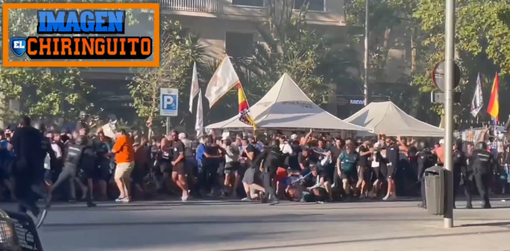 Pánico en el Bernabéu: cargas policiales contra los ultras del Marsella