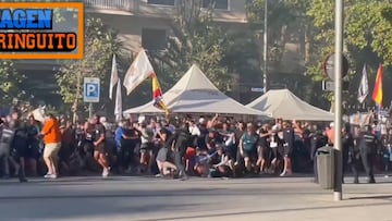Pánico en el Bernabéu: cargas policiales contra los ultras del Marsella