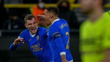 Tavernier celebra el primer gol del Rangers.