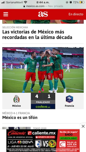 Prensa internacional destacó la goleada de México sobre Francia