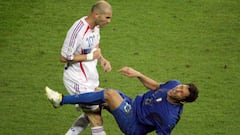 Zinedine Zidane, tras propinar un cabezazo en el pecho a Marco Materazzi en la final del Mundial de Alemania 2006.