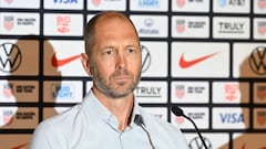 LAS VEGAS, NEVADA - JUNE 16: Gregg Berhalter speaks to the media after being announced as the head coach of the U.S. Men�s National Team for U.S. Soccer at The Westin Las Vegas Hotel on June 16, 2023 in Las Vegas, Nevada.   Candice Ward/Getty Images/AFP (Photo by Candice Ward / GETTY IMAGES NORTH AMERICA / Getty Images via AFP)