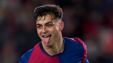 Pedri, en un partido con el Barcelona.
