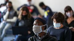 Vaccine trials&#039; volunteers wait for their names to be called before testing for the coronavirus disease (COVID-19), and taking part of the country&#039;s human clinical trial for potential vaccines at the Wits RHI Shandukani Research Centre in Johann