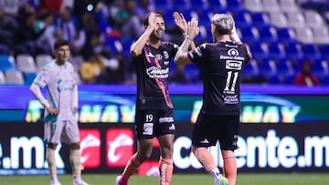 during the 3rd round match between Puebla and Santos as part of the Liga BBVA MX, Torneo Apertura 2025 at Cuauhtemoc Stadium, on July 25, 2025 in Puebla, Mexico.