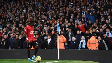 MANCHESTER, ENGLAND - DECEMBER 07: Fred of Manchester United looks to the crowd as missiles are thrown form the stands during the Premier League match between Manchester City and Manchester United at Etihad Stadium on December 07, 2019 in Manchester, Unit