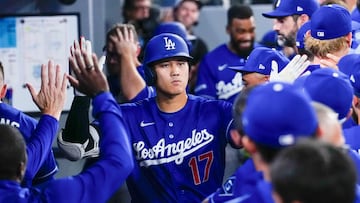TORONTO, CANADA - APRIL 6: Shohei Ohtani #17 of the Los Angeles Dodgers celebrates a home run against the Toronto Blue Jays during the sixth inning in their MLB game at the Rogers Centre on April 6, 2026 in Toronto, Ontario, Canada. Mark Blinch/Getty Images/AFP (Photo by MARK BLINCH / GETTY IMAGES NORTH AMERICA / Getty Images via AFP)