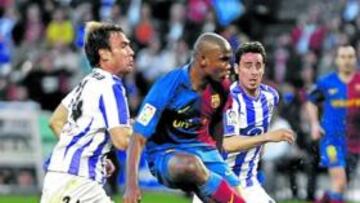 <b>DECISIVO. </b>Etoo marca el único gol del partido tras recibir un pase de Xavi, superando a la defensa local y batiendo con una vaselina a Sergio Asenjo.