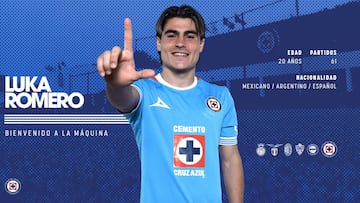 Luka Romero ya viste la camiseta de Cruz Azul.